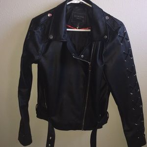 VEGAN/FAUX black leather jacket with belt
